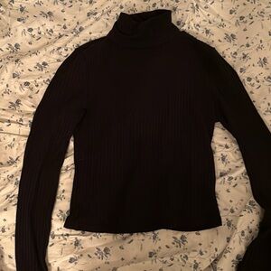 Black Ribbed Turtleneck